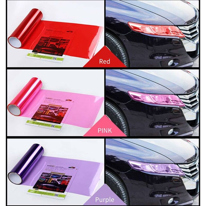 Car Light Sticker, Self Adhesive Car Light Sticker Smoke Fog Light Taillight Tint Vinyl Film Sheets, Red, 30 × 60Cm — image 2