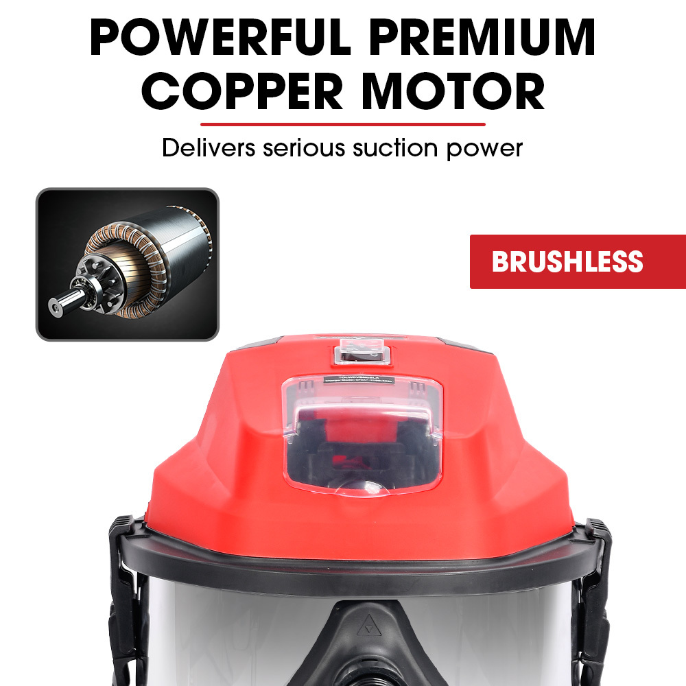 BAUMR-AG 30L Cordless Wet & Dry Vacuum Cleaner Kit, with 4Ah battery and Charger, Blower, HEPA Filter, Accessories, Stainless Steel, for Car, Home, Garage — image 5