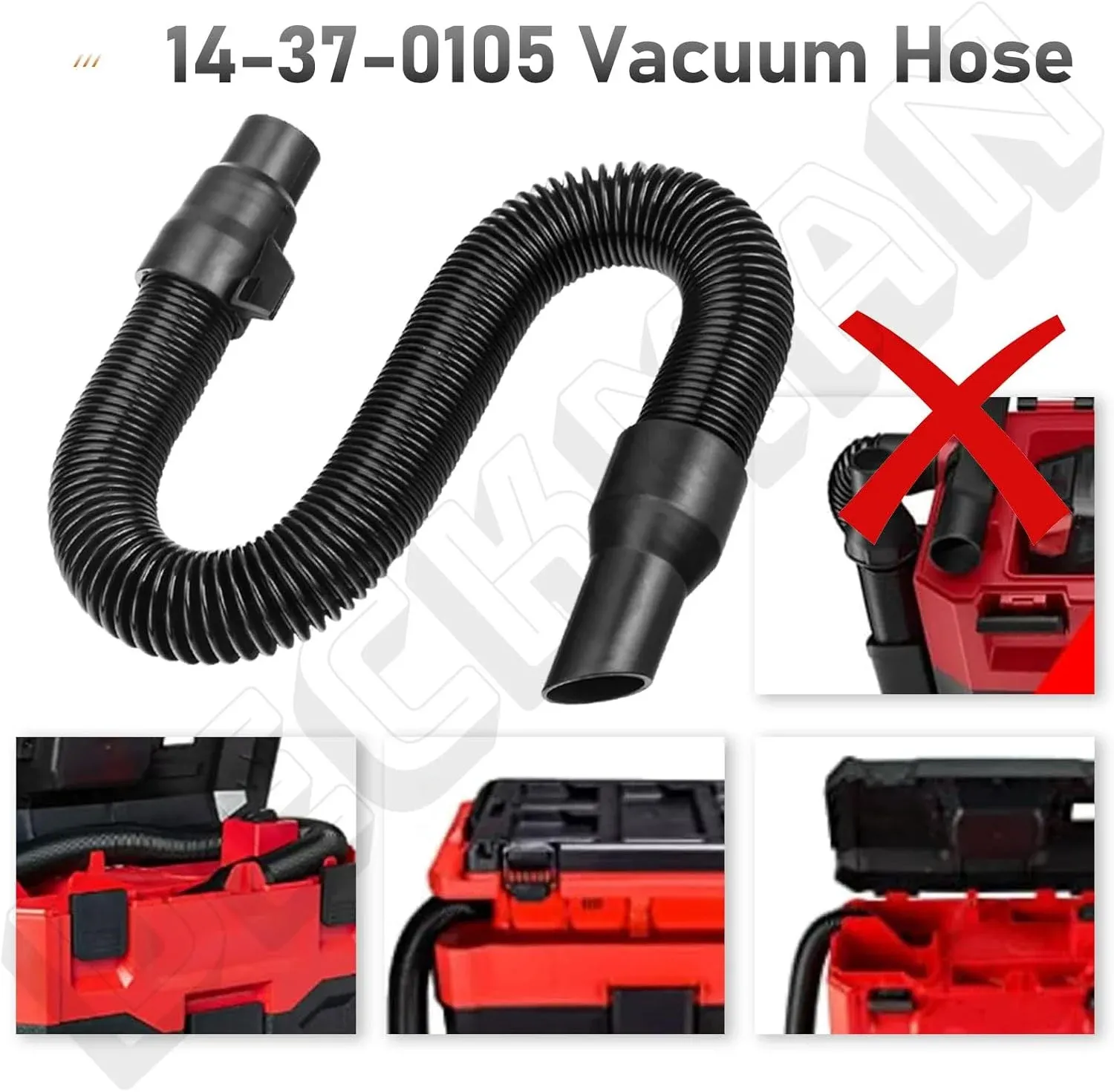 Vacuum Hose Assembly Replacement with Internal Storage Compatible with 18V 28V Wet Dry Vacuums 14 37 0105 Black — image 4