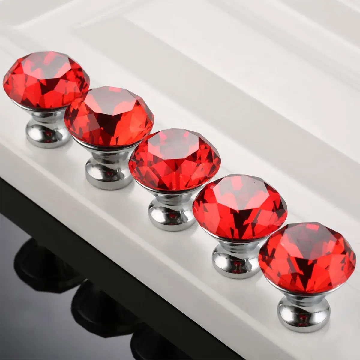 Door Knobs Handles Clear Crystal Diamond Glass Kitchen Cupboard Cabinet Pulls Au โ image 6