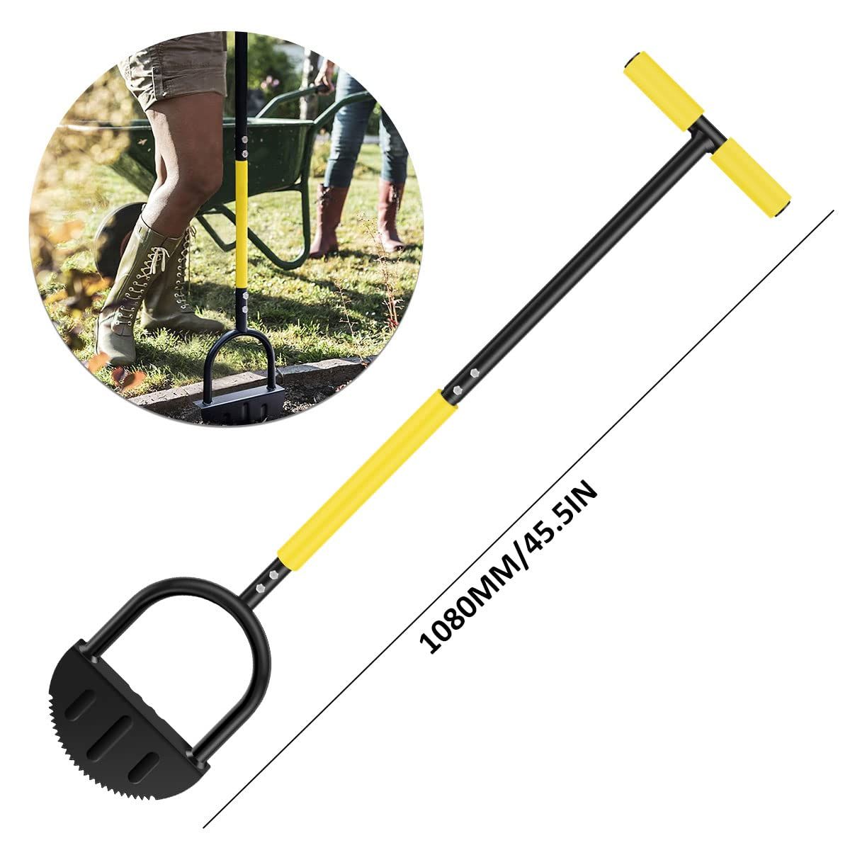 Edger Lawn Tool Garden Edger Half Moon Saw-Tooth Hand Edger Ergonomic Manual Lawn Step Edger with Long Handle Landscaping — image 4