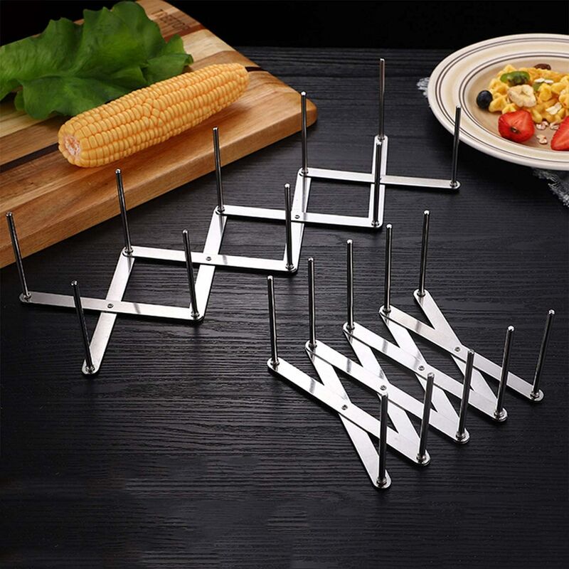 2 pcs Stainless Steel Lid Rack, Kitchen Utensil Organizer, Adjustable Design Lid Holder For Storing Pots, Glass Lids — image 4