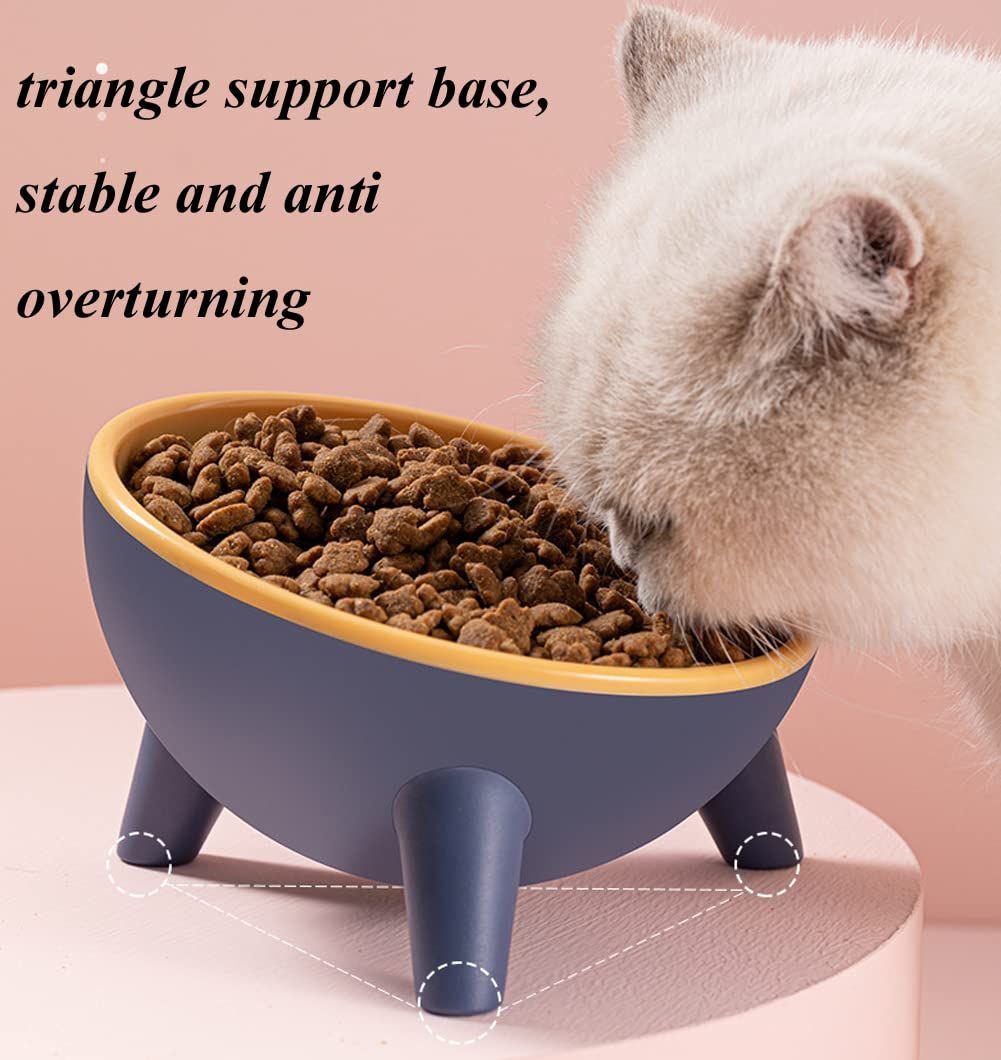 Tilted Cat Bowl Slanted Dog Bowl Non-Slip Raised Pet Food Bowl with Triangular Stand for Small Pets Non-Spill Cat Supplier Feeder — image 2