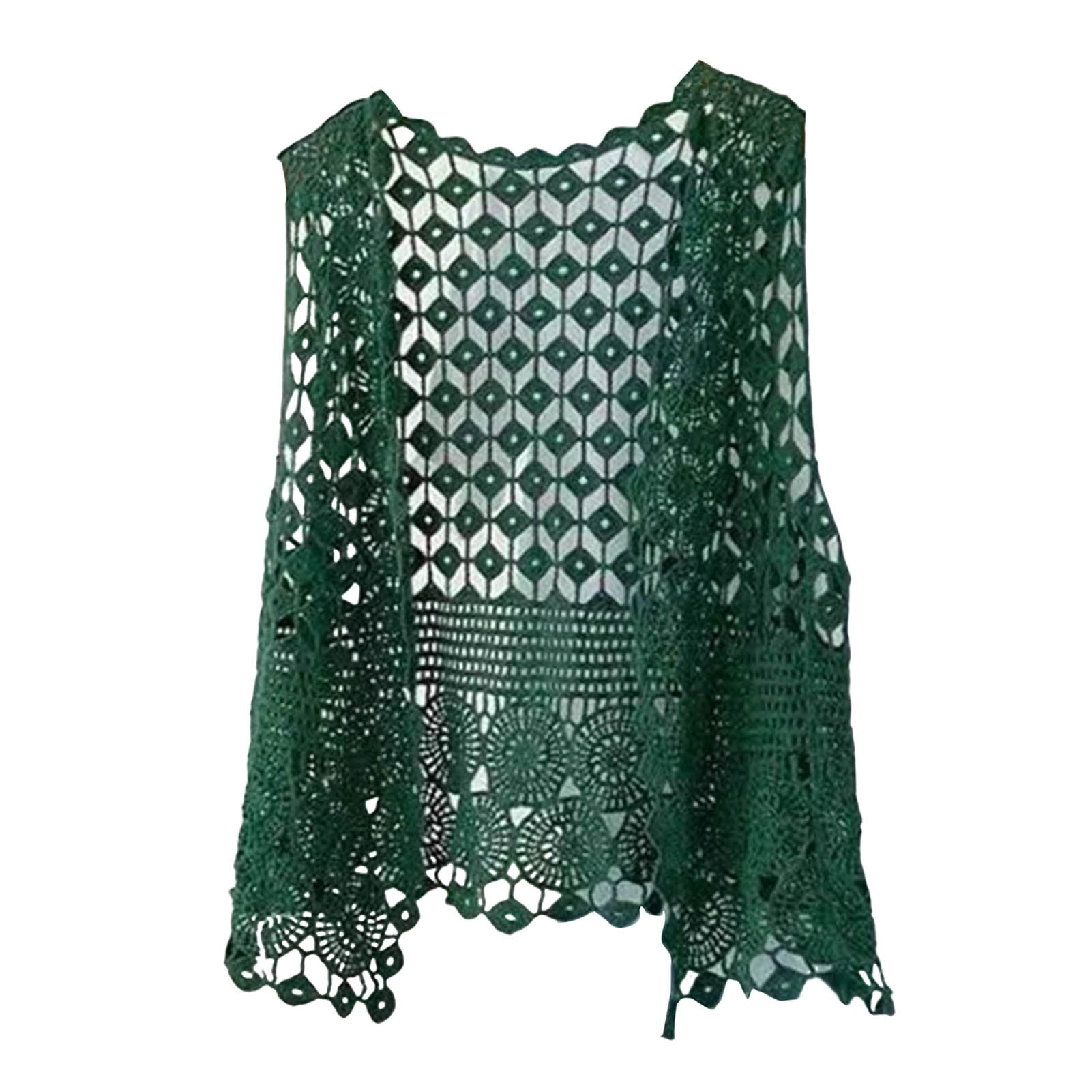 Women Vest Women's Sleeveless Knitted Hollow Vest Retro Crochet Cardigan for Summer Spring Autumn Sleeveless Cardigan One Size Purple โ image 3