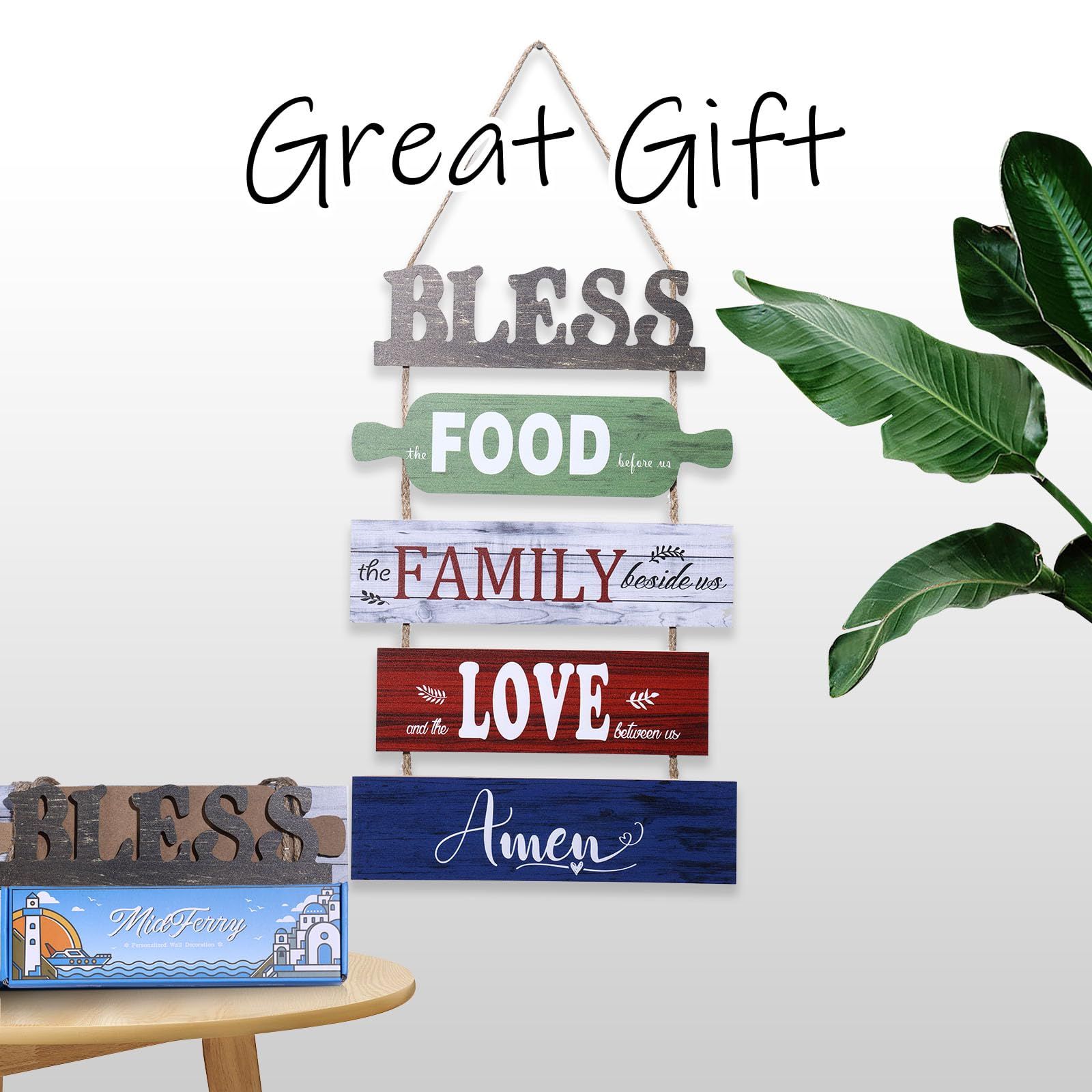 Wall Art Dining Room Wall Decor Signs, Great Gift for Farmhouse Kitchen Wall Decor Wooden Collage Wall Art (Retro Multicolor) — image 2