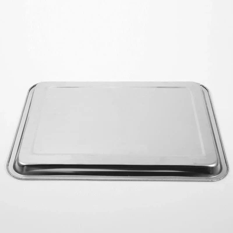 2X Stainless Steel Oblong Tray Plate Serving Tray Silver Dinner Food Kitchenware - 22 × 32CM — image 4