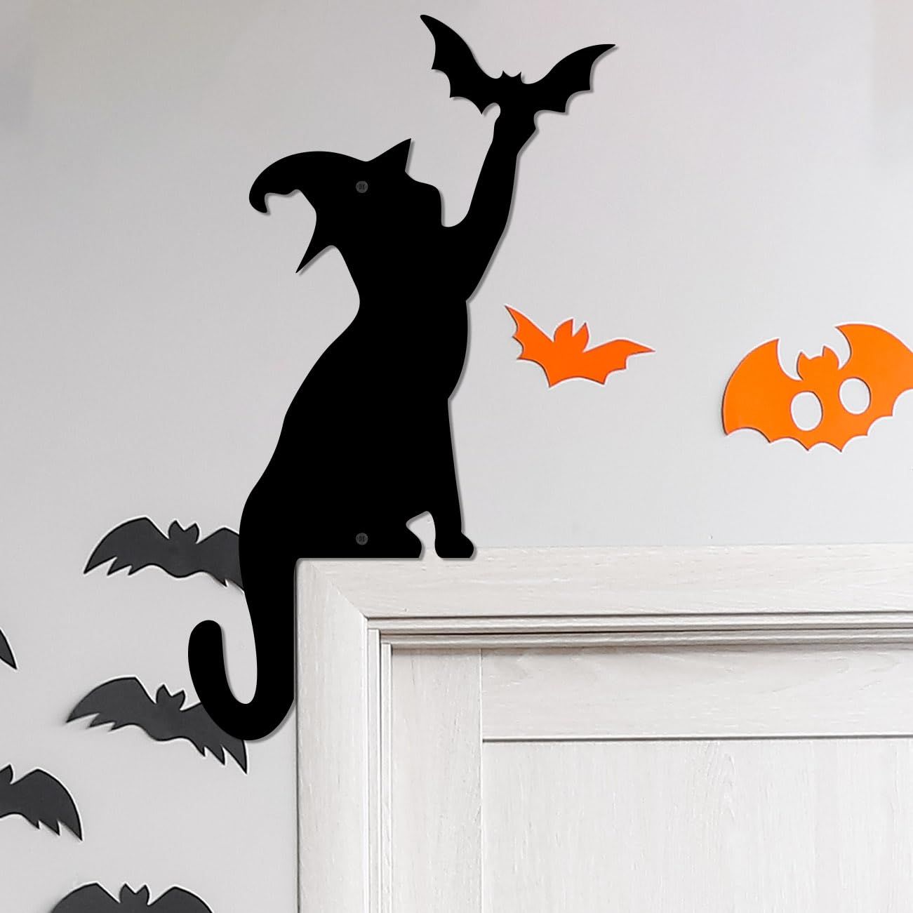 Halloween Decoration Halloween Door Corner Cat Metal Logo Larger Halloween Cat Silhouette Hanging Halloween Decoration — image 4