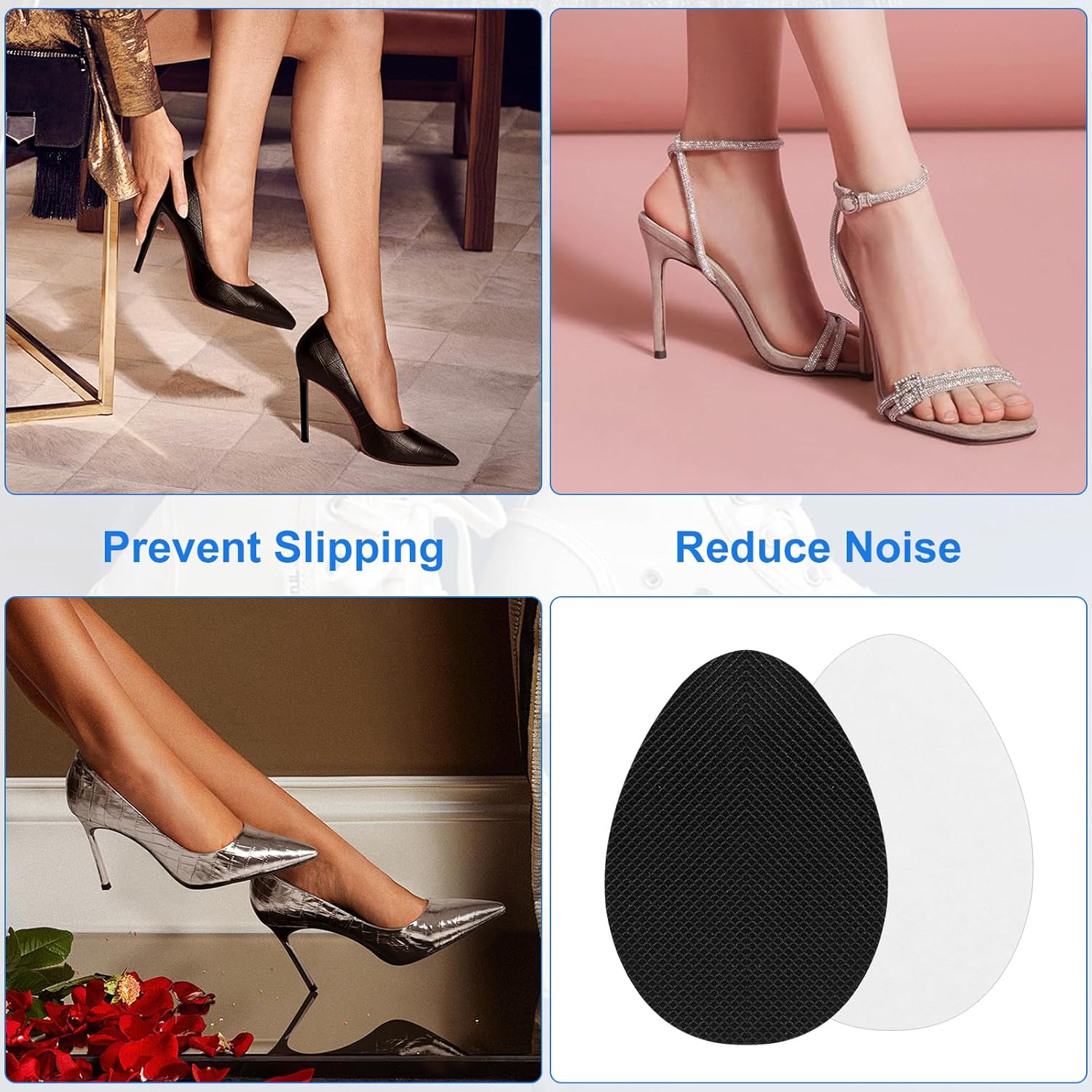 16 PCS/8 Pairs Non-Slip Shoe Pads for Bottom of Shoes– Self-Adhesive Sole Protectors for High Heels & Flats – Anti-Skid Shoes Grips Stickers for Slippery — image 4
