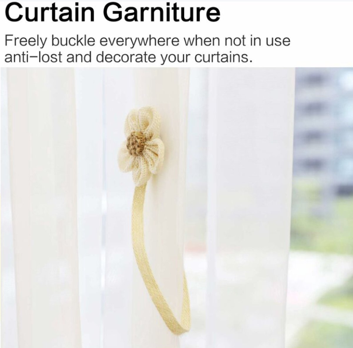 Curtain Holder - 2 Pieces - Curtain Tie Back - Curtain Tie Rope - Magnetic Curtain Cord - Beige - 40 cm — image 5