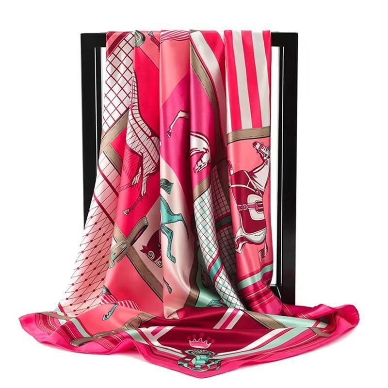 90x90cm Women Silk Satin Wrap Professional Lady Summer Beach Large Square Scarf - Purple โ image 4