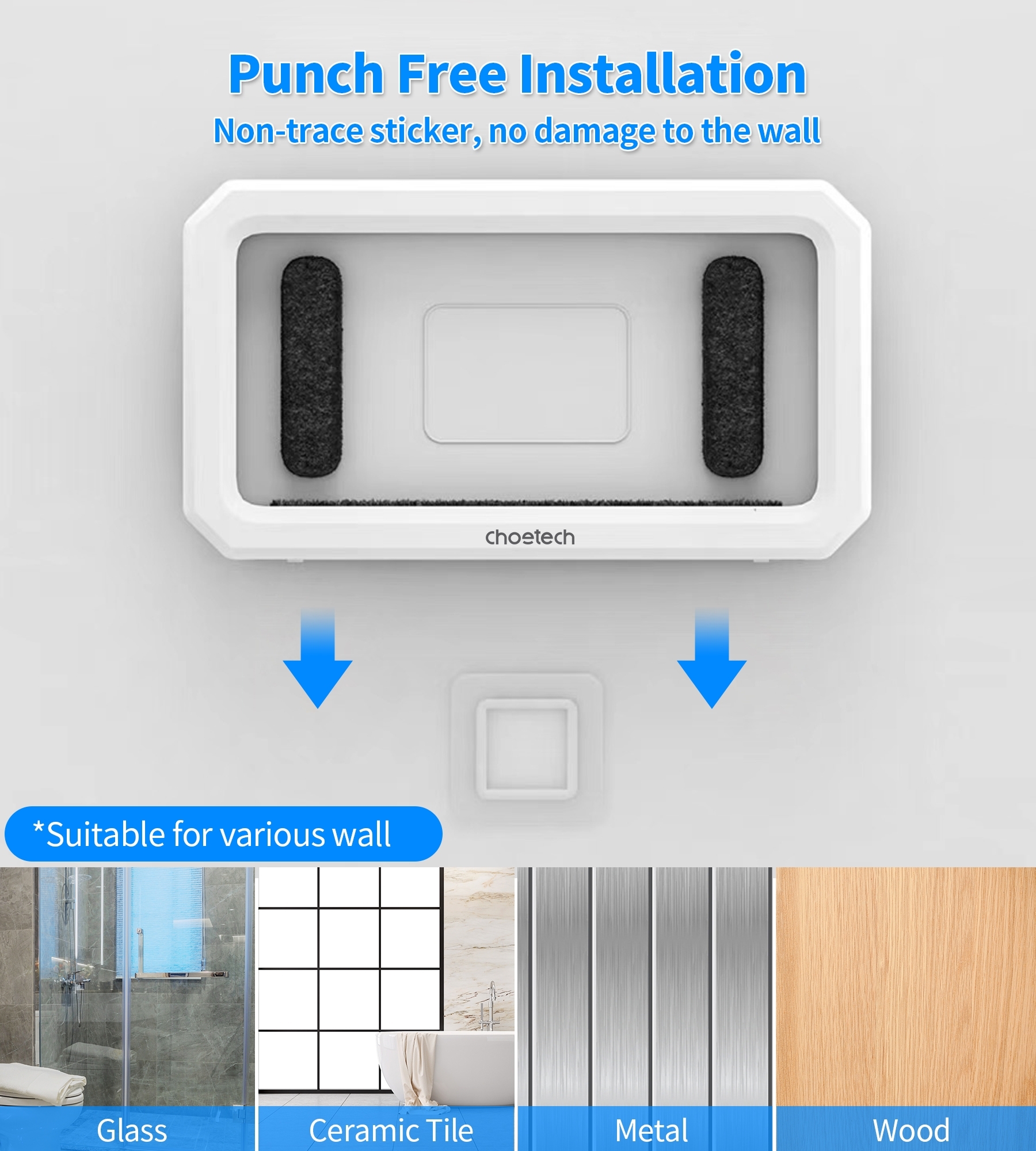 CHOETECH WPC008 Bathroom Waterproof Phone holder (up to 6.7-inch) White — image 6