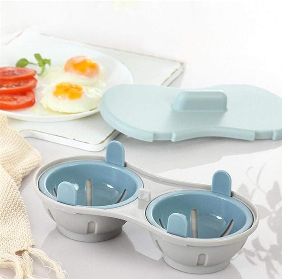 Microwave Egg Cooker - Egg Maker - 22*11*8 cm - Microwave egg cooker with 2 cavities - Poached Egg Maker - Poached Egg poacher - poached egg cups - Egg poacher — image 4