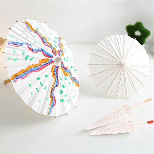 Paper Parasol Chinese/Japanese Decorative Umbrella White DIY Painting Decorative Umbrella Wedding Bridal Party (60cm / 23.62in) — image 4