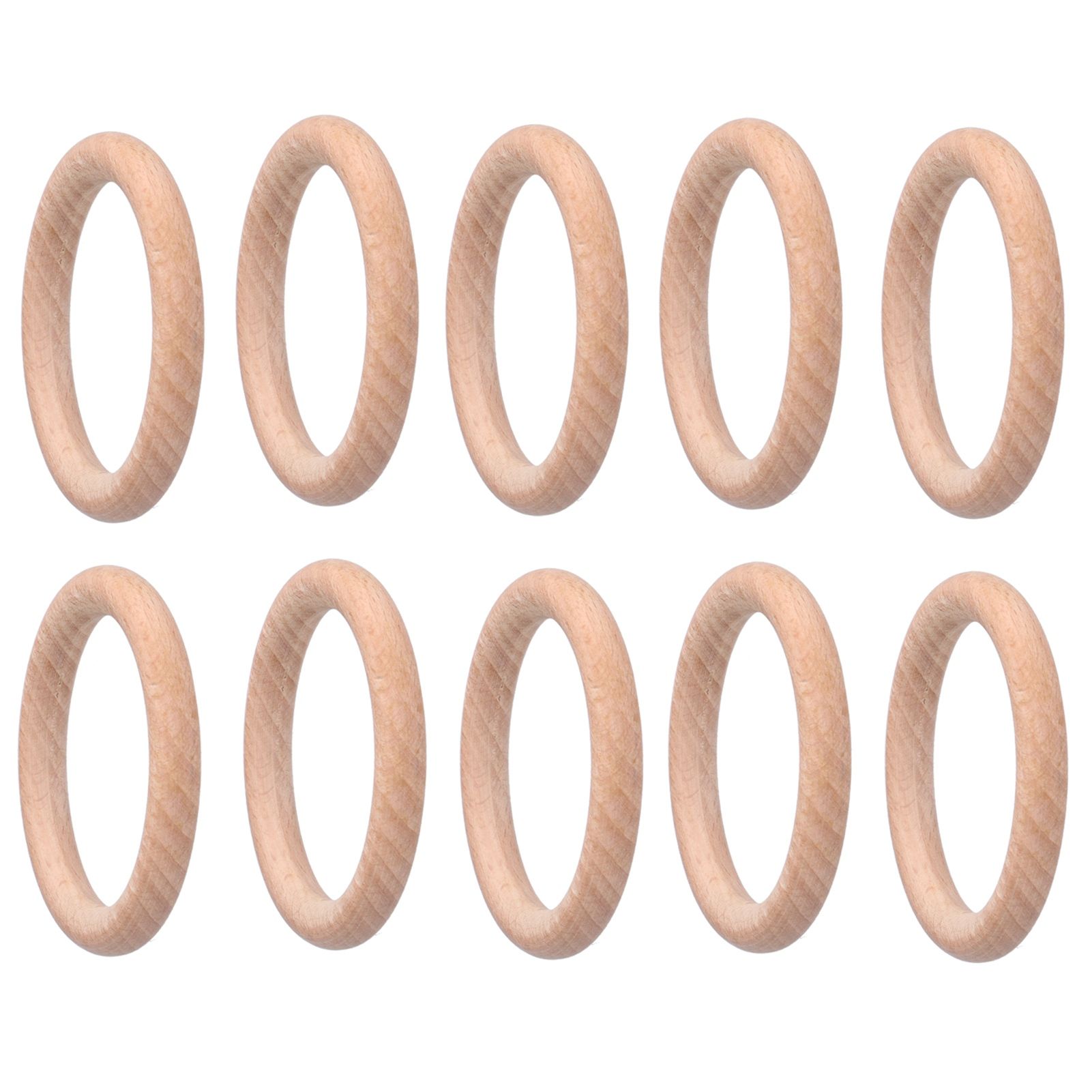 10pcs Wooden Rings Unfinished DIY Natural Wood Circles for Craft Jewelry Making Baby Teething4cm โ image 3