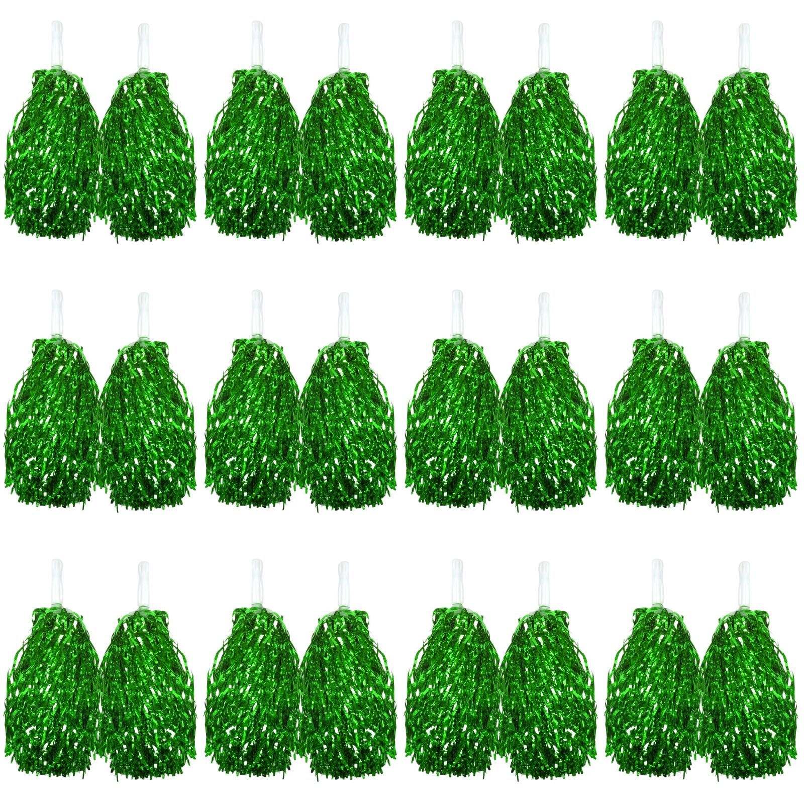 Green Metallic Cheerleading Pom Poms – Set of 12 w/ Easy-Grip Handles Australia Day