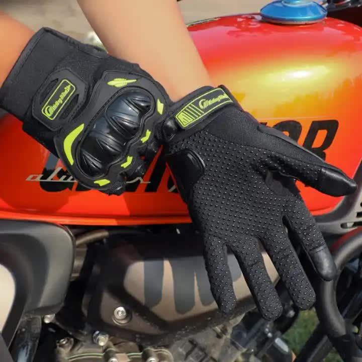 High-Performance Motorcycle Riding Gloves with Hard Knuckle Protection - Anti-Slip, Touchscreen Compatible, Neon Accents (blue,L size) — image 2