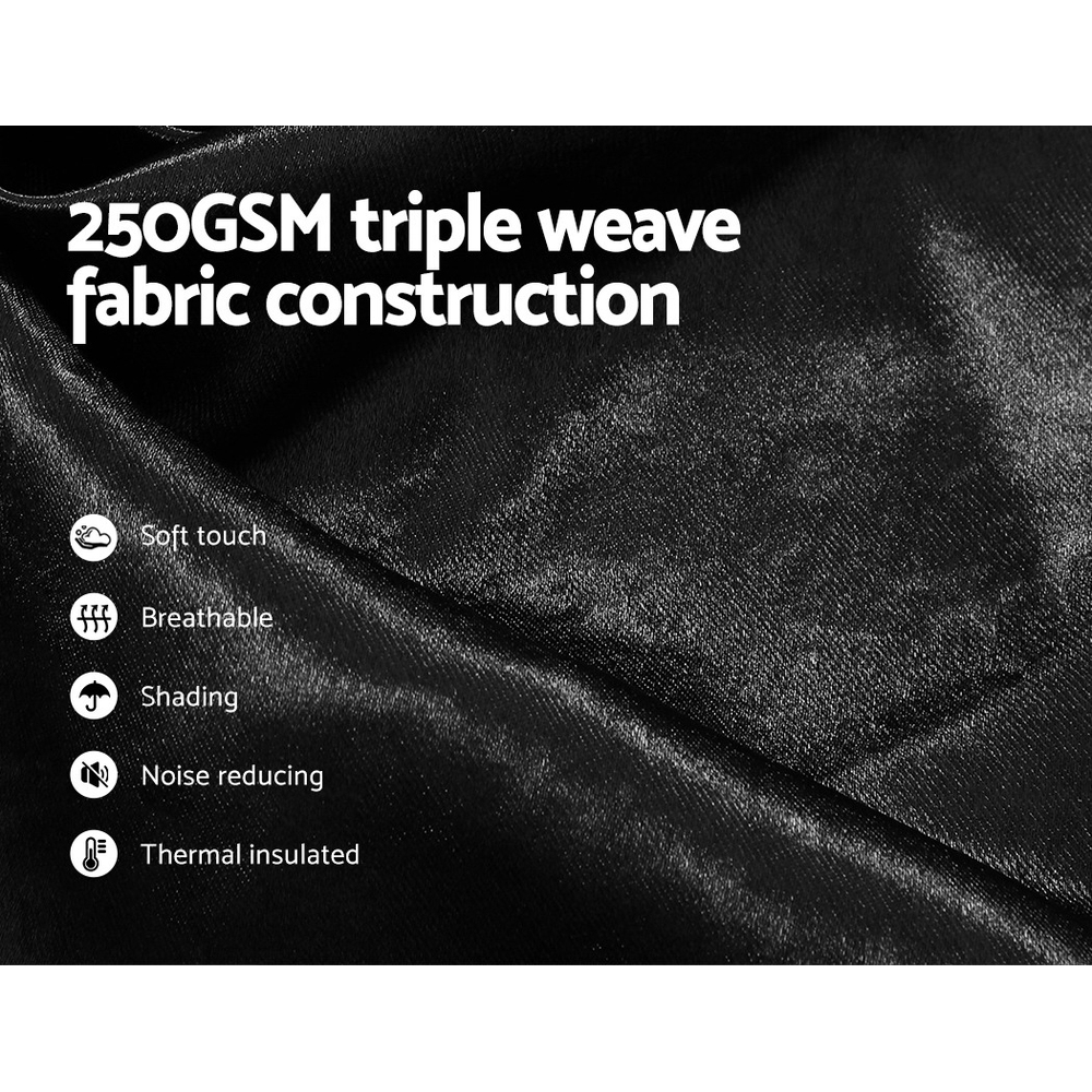 Artiss 2X Blockout Curtains Eyelet 140x230cm Black Shine โ image 5