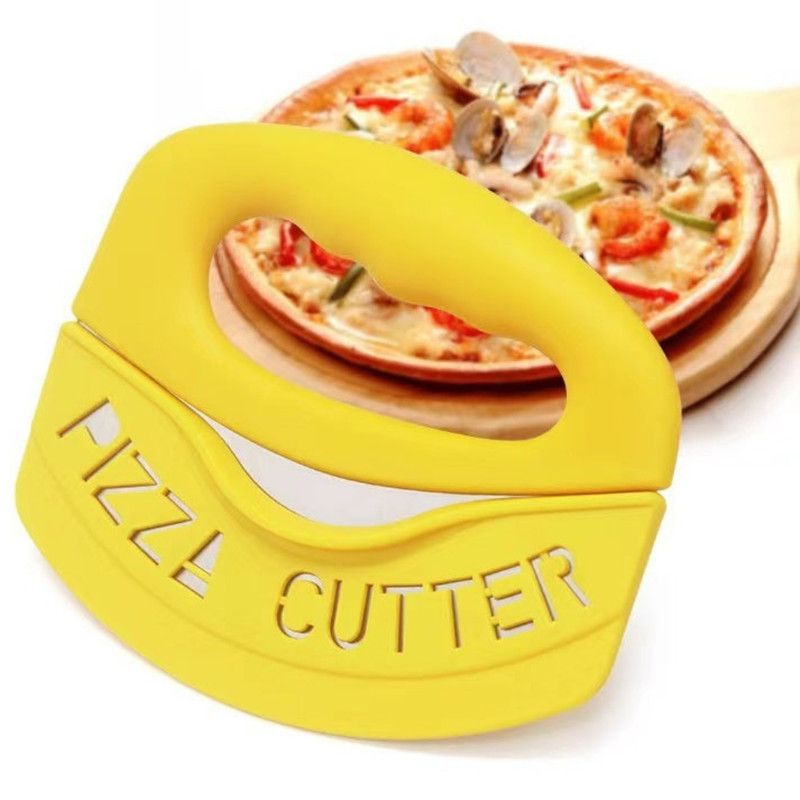 Stainless Steel Pizza Cutter with Protective Cover, Multi-purpose Dough SlicerβYellow