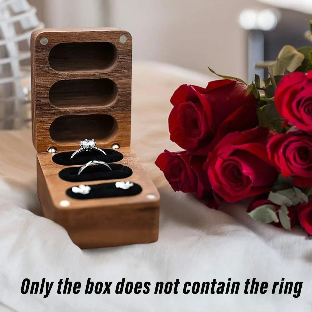 Wooden Ring Jewellery Box High Storage Box with Three Compartments for Rings โ image 6