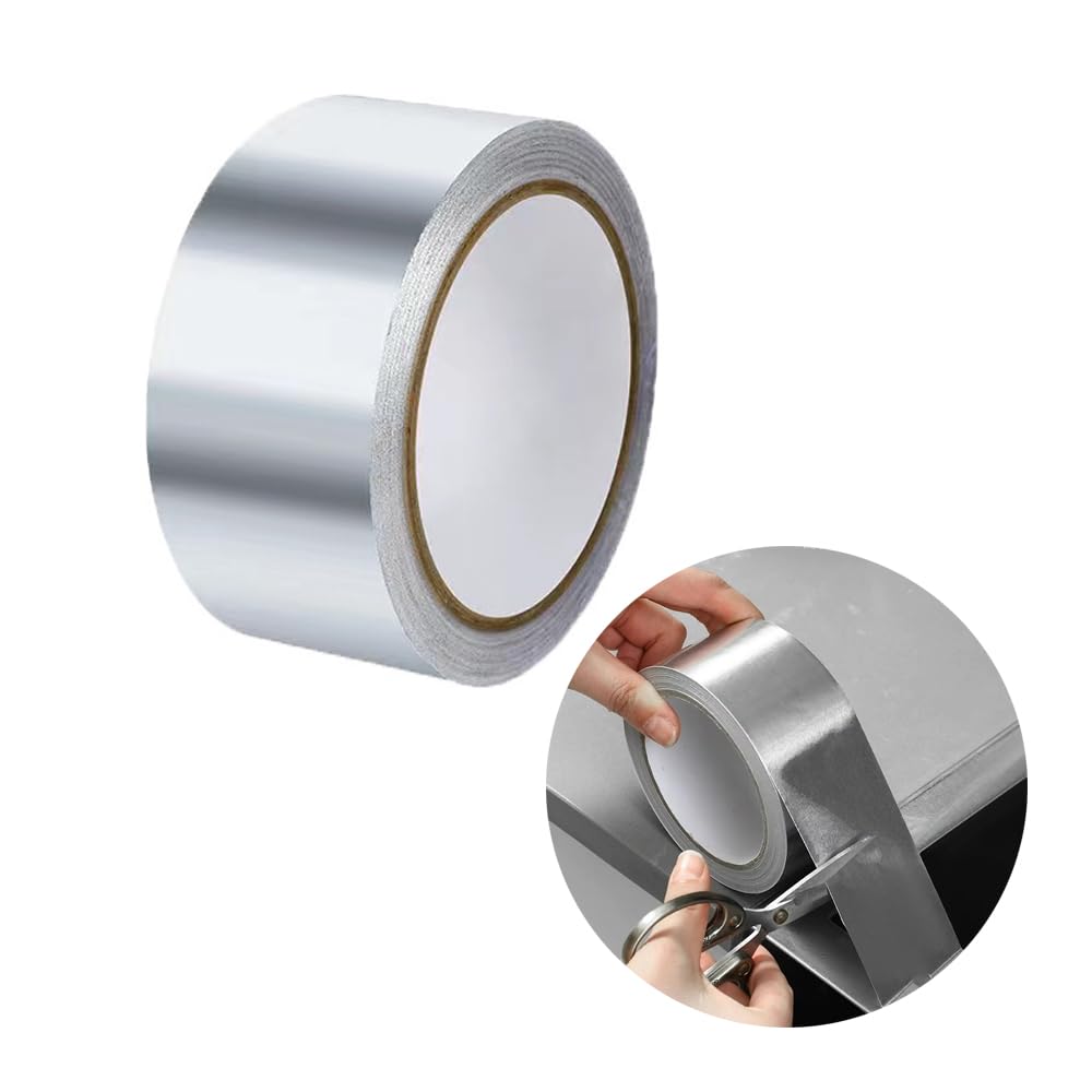 Aluminum Foil Tape, 2 inch x 65 Feet (3.9 mil) Duct Tape Heavy Duty Waterproof, Silver Metal Patch & Seal Tape, High Temperature, Insulation Adhesive for