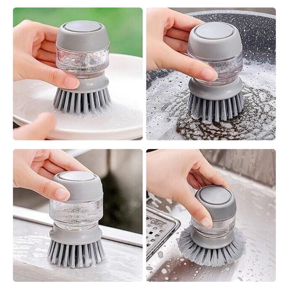 Multi-purpose Scrubbing Dish Brush with Soap Dispenser Cleaning Brush Kitchen Cleaning Tool Gray — image 5
