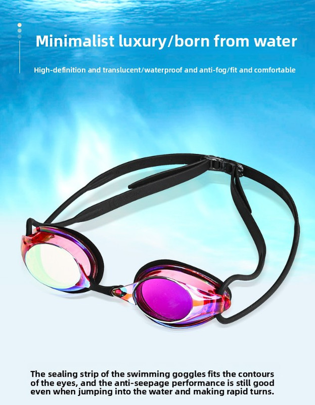 White Swimming Goggles Mirrored Anti-Fog UV Protection Waterproof HD Silicone Seal Swim Glasses for Men Women Training Racing — image 2