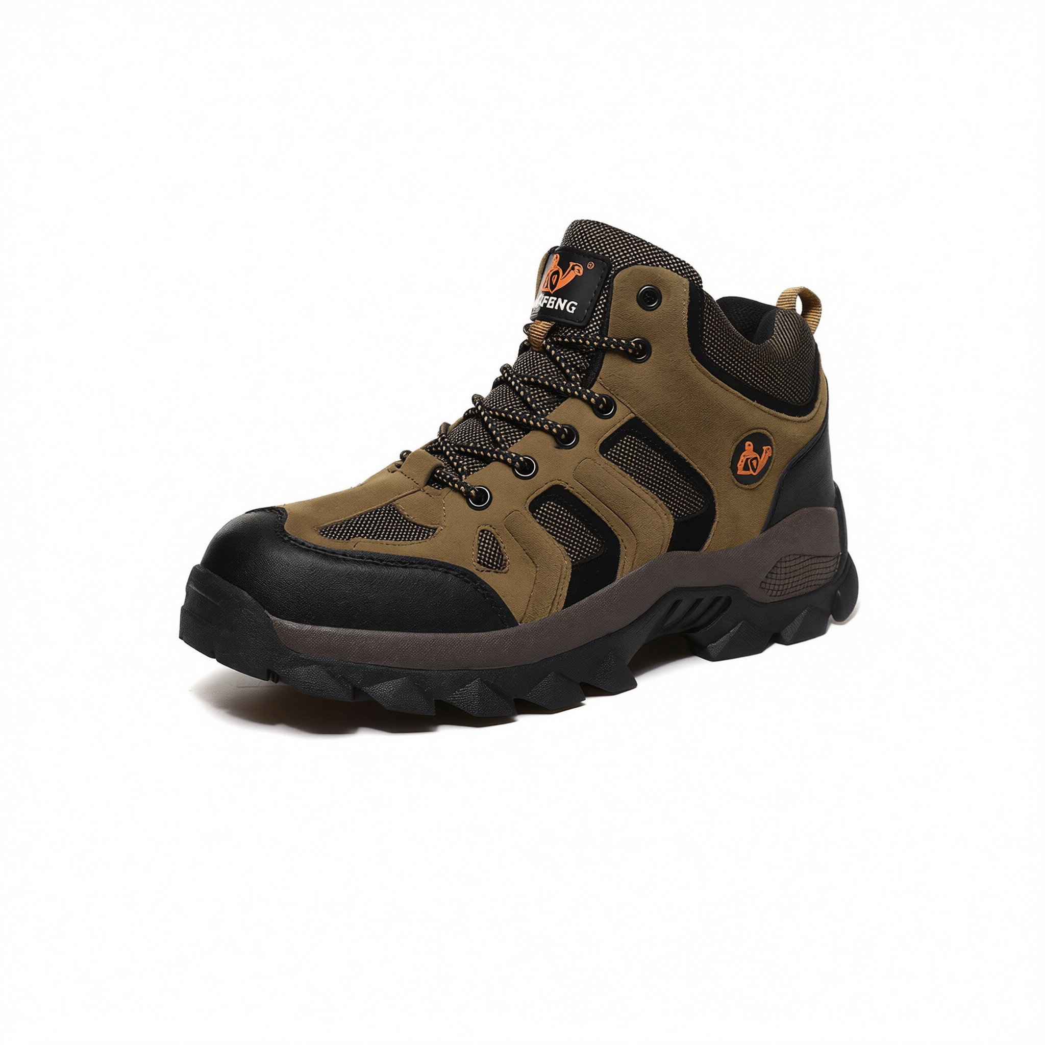 QIFENG Mens High Top Hiking Shoes Anti Slip Rubber Sole Brown 47