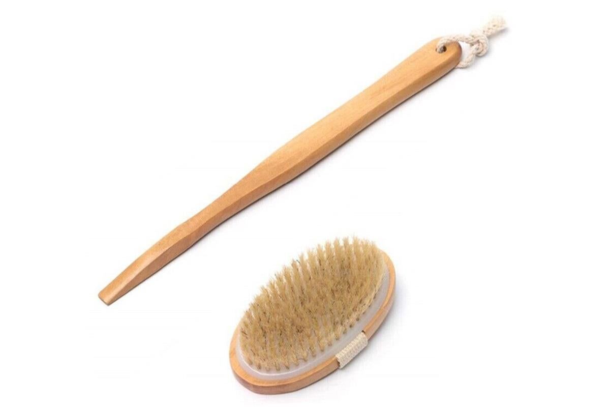 2 Pieces Long Handle Back Shower Brush with Detachable Hand Strap — image 2