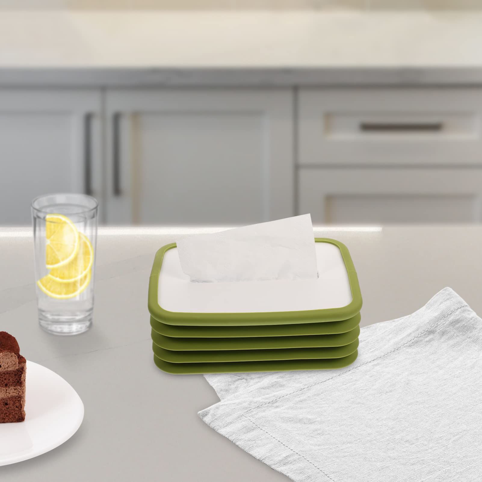 Silicone Foldable Tissue Box Cover Holder Rectangular Collapsible Napkin Dispenser Facial Tissue Paper Box Organizer — image 2