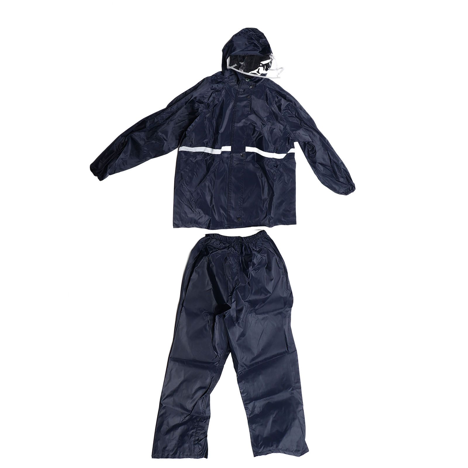 Split Jacket Pants Suit Breathable Waterproof Raincoat Set Double Layer Raincoat Set for Men Women Oxford Navy Blue L