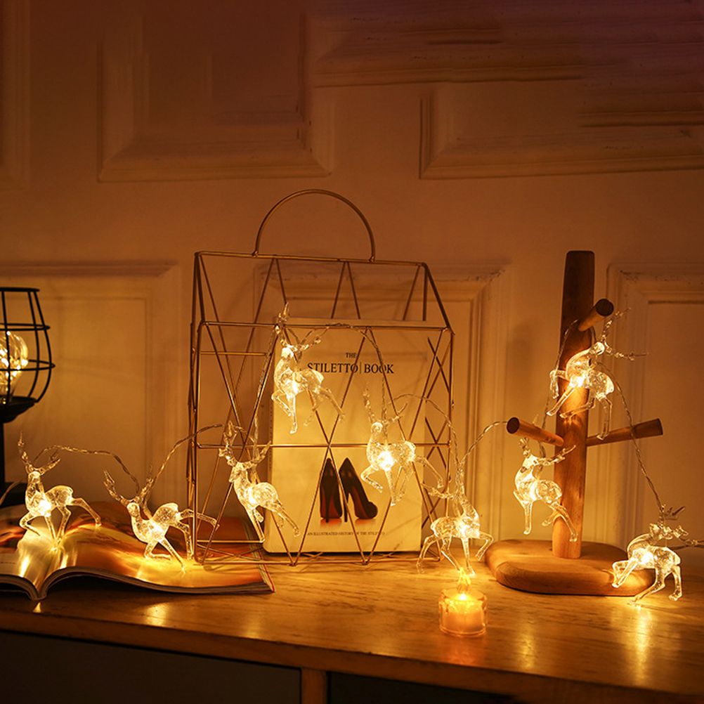 Christmas Indoor Reindeer Lights Decorations 10 LED Warm White String Lights USB Battery Powered Fairy Lighting Xmas Gifts โ image 2