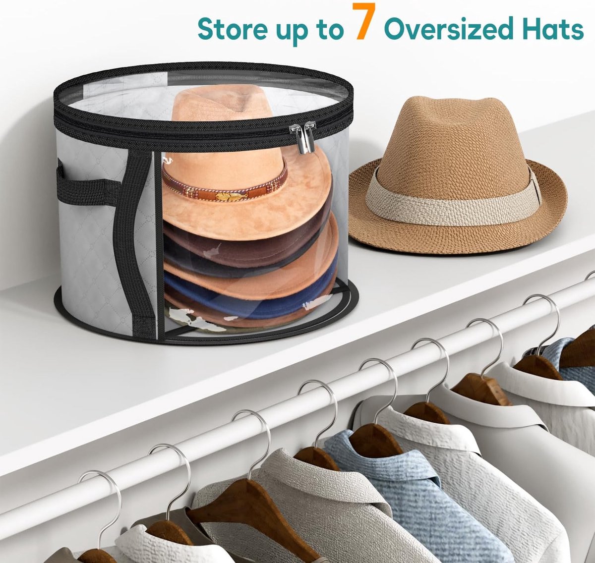 Hat Box - Hat Storage Box - Storage Box for Hats - Round Hat Boxes - Foldable Hat Storage Boxes - Stackable Hat Organizer - Baseball Cap Organizer - Hat Box — image 4