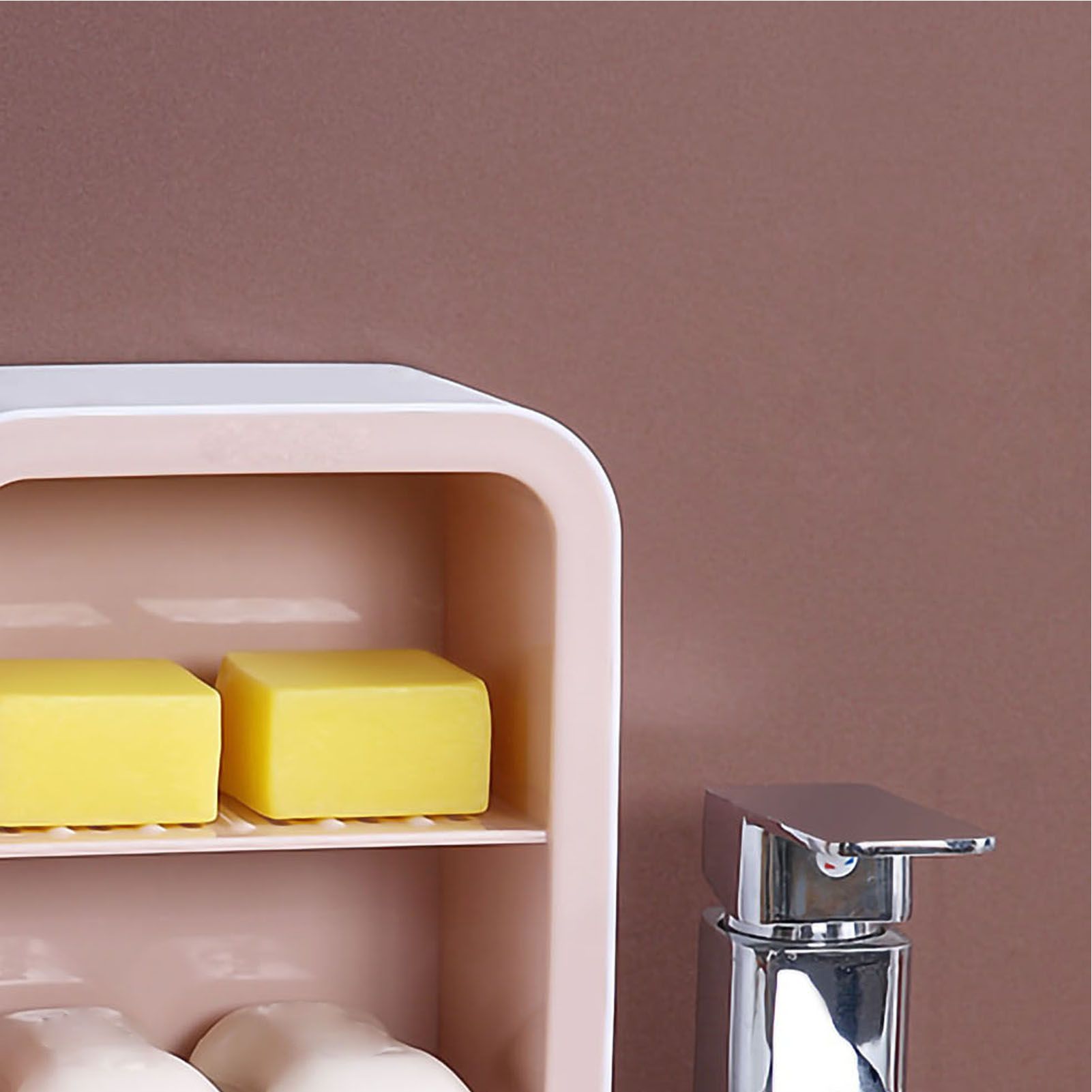 Wall Mount Soap Rack Drain Toilet Suction Disc Punch Free Box Student Dormitory Supplies Nordic 2 Layer Pink — image 3