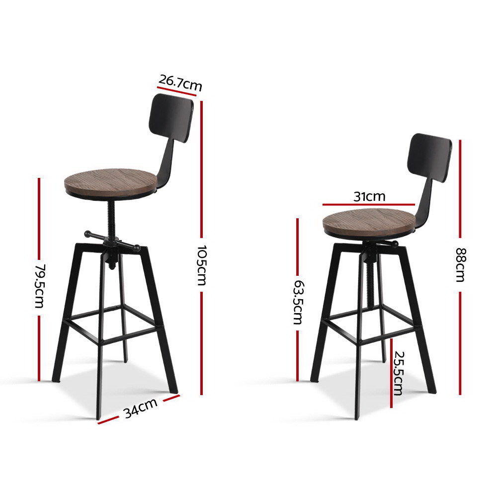Artiss Bar Stools Kitchen Counter Chairs Vintage Metal Chairs โ image 2