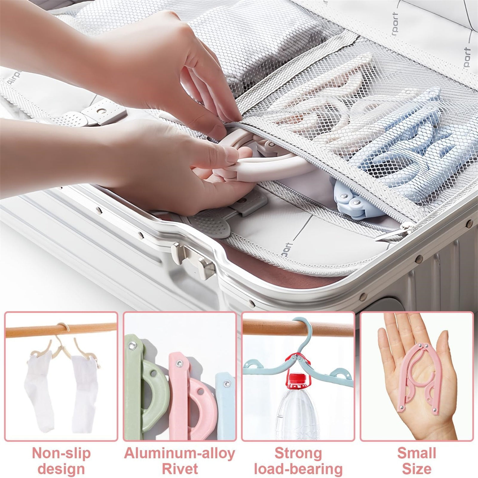 Folding Clothes Hanger Pink 5Pcs Travel Foldable Hangers Update Portable Plastic Hanger Travel Accessories Must Haves Clothes Drying Rack Folding Hanger for — image 5