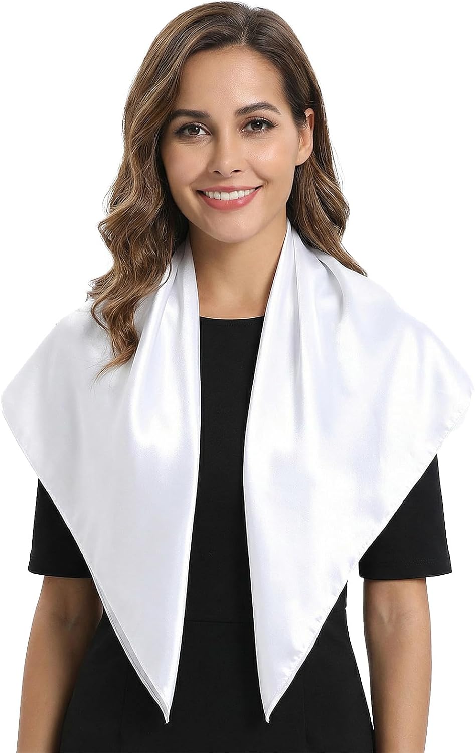 Xindojuz White Head Scarf for Women Girls, Silk Satin Neck Scarf for Hair Women's Scarves, Fashion Square Bandana Purse Scarves for Handbags Sleeping Wrapping β image 5