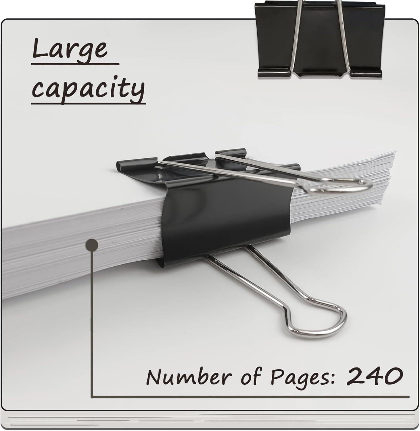 3-Inch Extra-Large Binder Clips - Heavy-Duty Black Paper Clamps, 75mm Width, 8-Count Set for Office Organization โ image 3