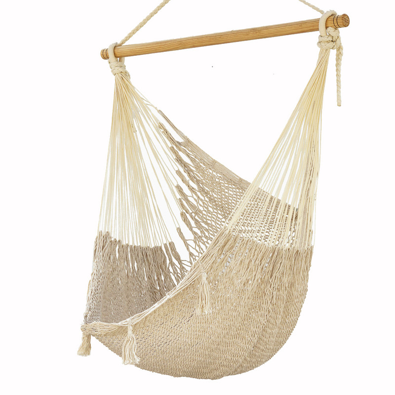 Mayan Legacy Extra Large Outdoor Cotton Mexican Hammock Chair in Cream Colour โ image 6