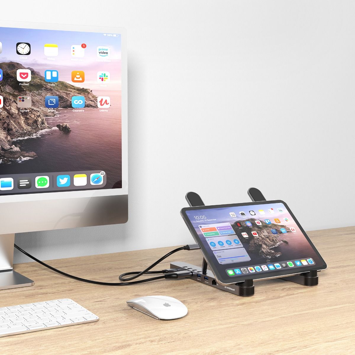 mbeat Stage P5 Portable Laptop Stand with USB-C Docking Station - Space Grey โ image 5