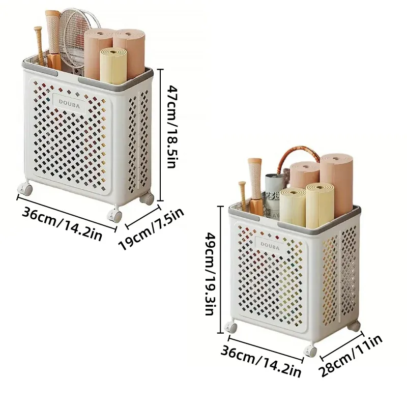 Folding Laundry Basket with Wheel Large Capacity Removable Dirty Clothes Storage - Beige-M โ image 4