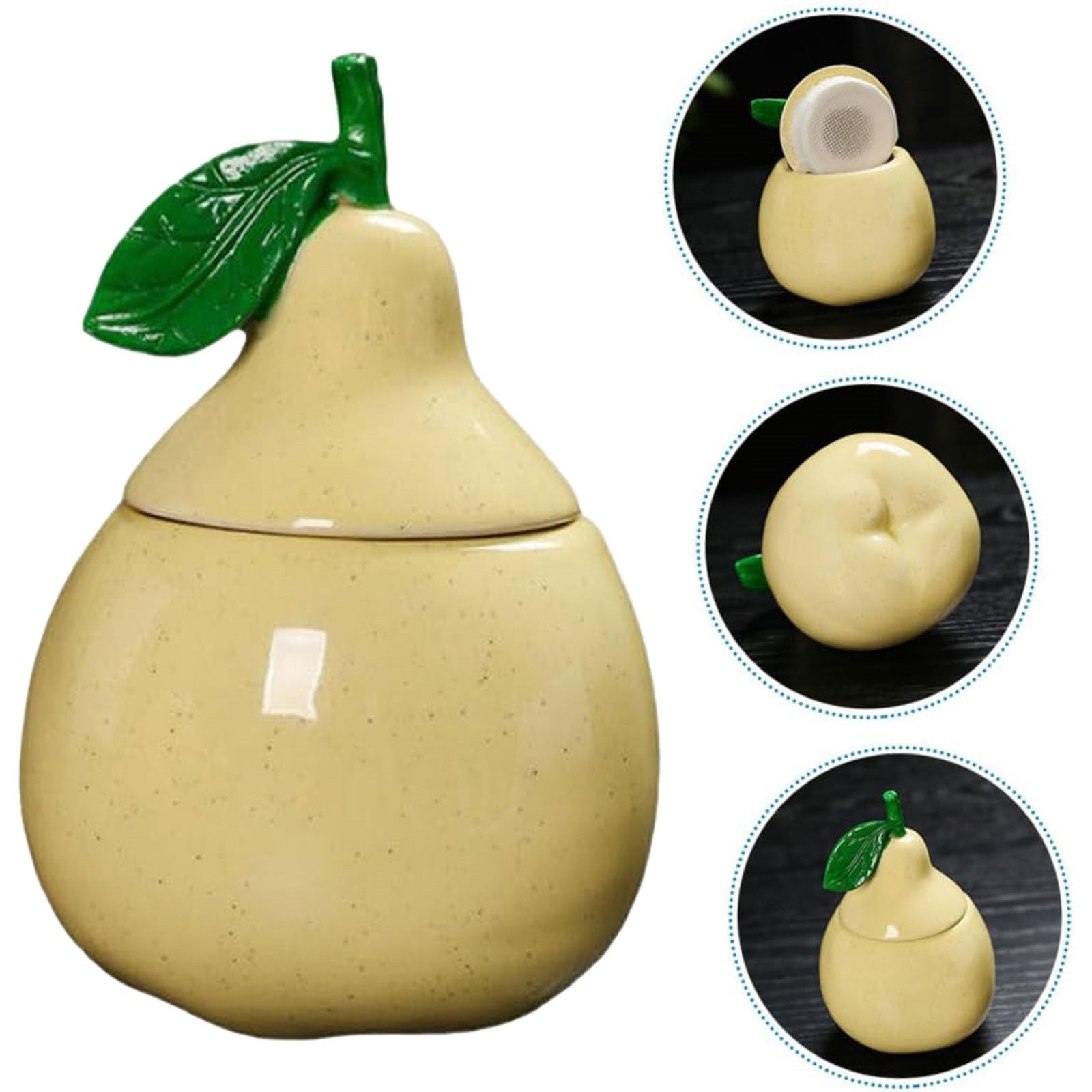 Ceramic Pear Shaped Tea Canister with Lid Decorative Jar for Kitchen Airtight Container for Coffee Sugar and Flour Storage for Candy or Tin โ image 3