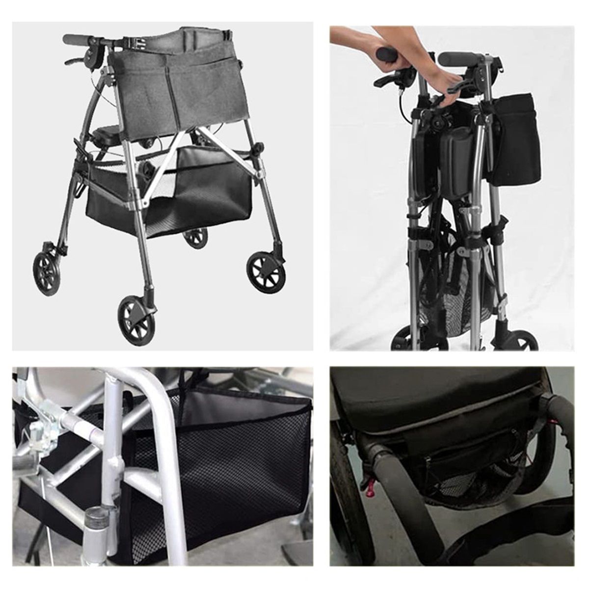 Wheelchair Bag, Rollator Seat Bag, Wheelchair Storage Bag, Side Storage Organizer, Lightweight and Heavy Duty Travel Tote, Under Seat Large Capacity Reusable — image 3