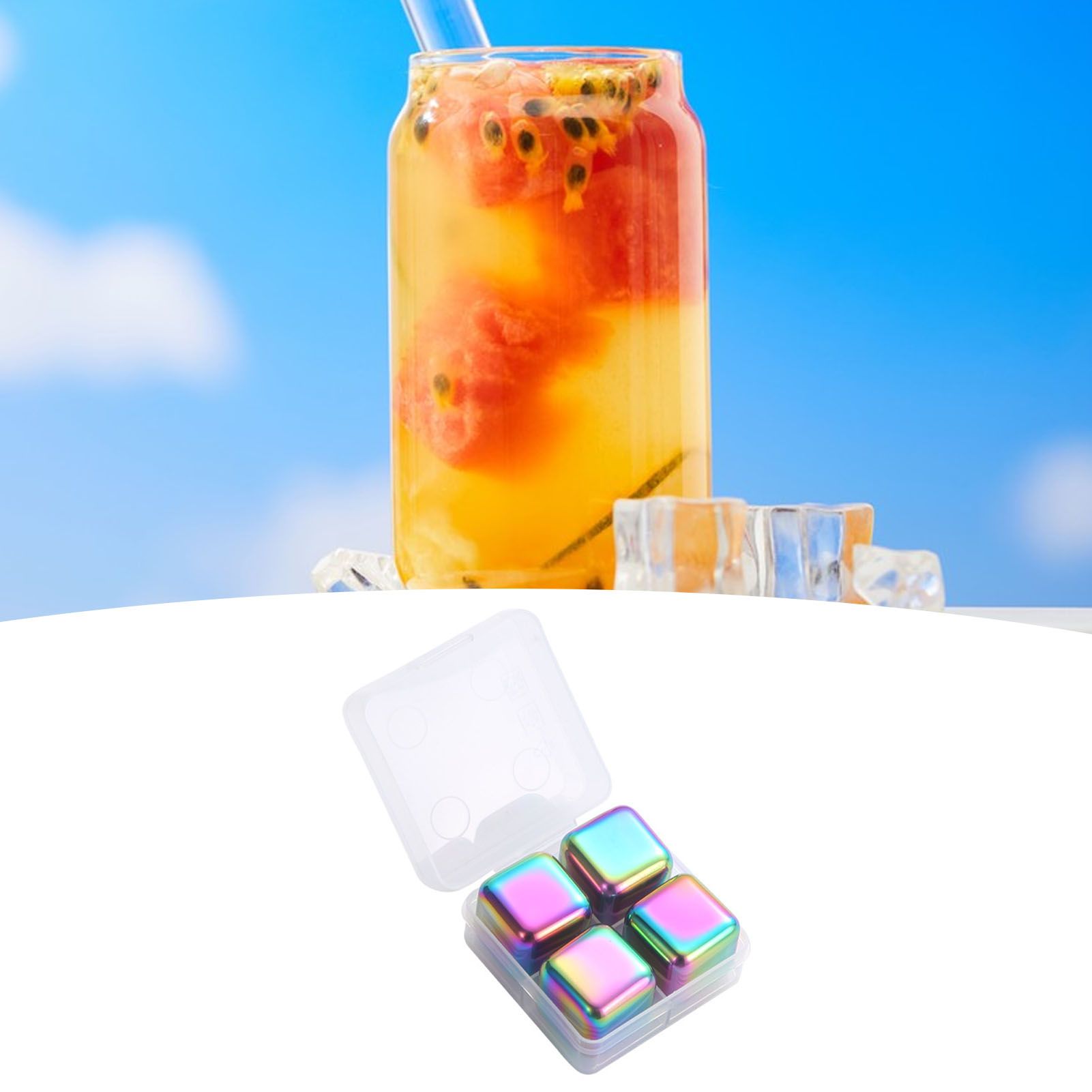 Metal Ice Cubes Stainless Steel Reusable Quick Chilling Clean Whiskey Stone with Ice Tong for Drink Beverage Colorful โ image 5