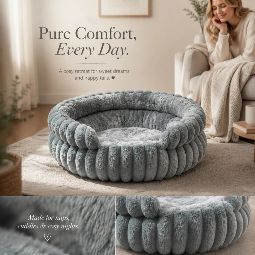 Notch Version Round Bed - Grey, Size S: 40ร40ร15cm