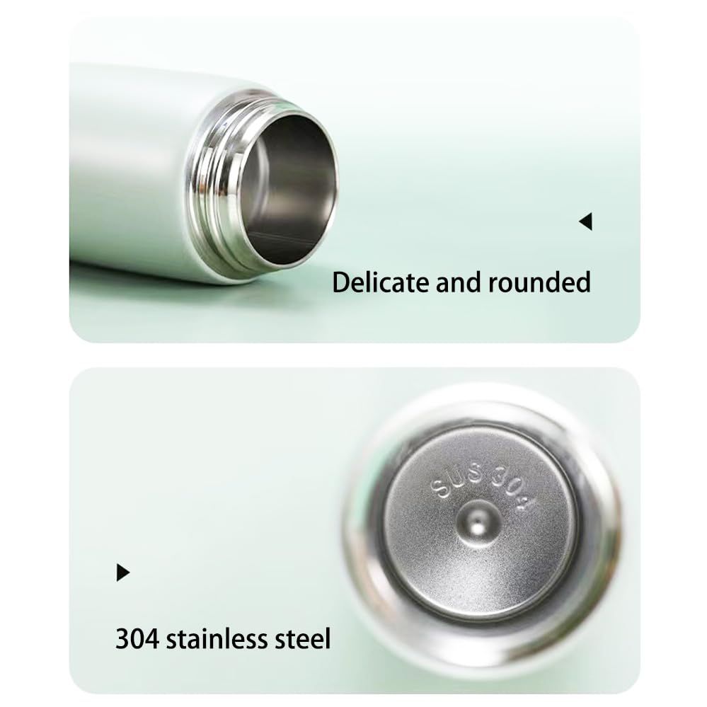 Mini Stainless Steel Vacuum Double-Wall Insulated Water Bottle,Cute Portable Travel Mugs,Leak-proof Sport Thermos Bottles (Green)
