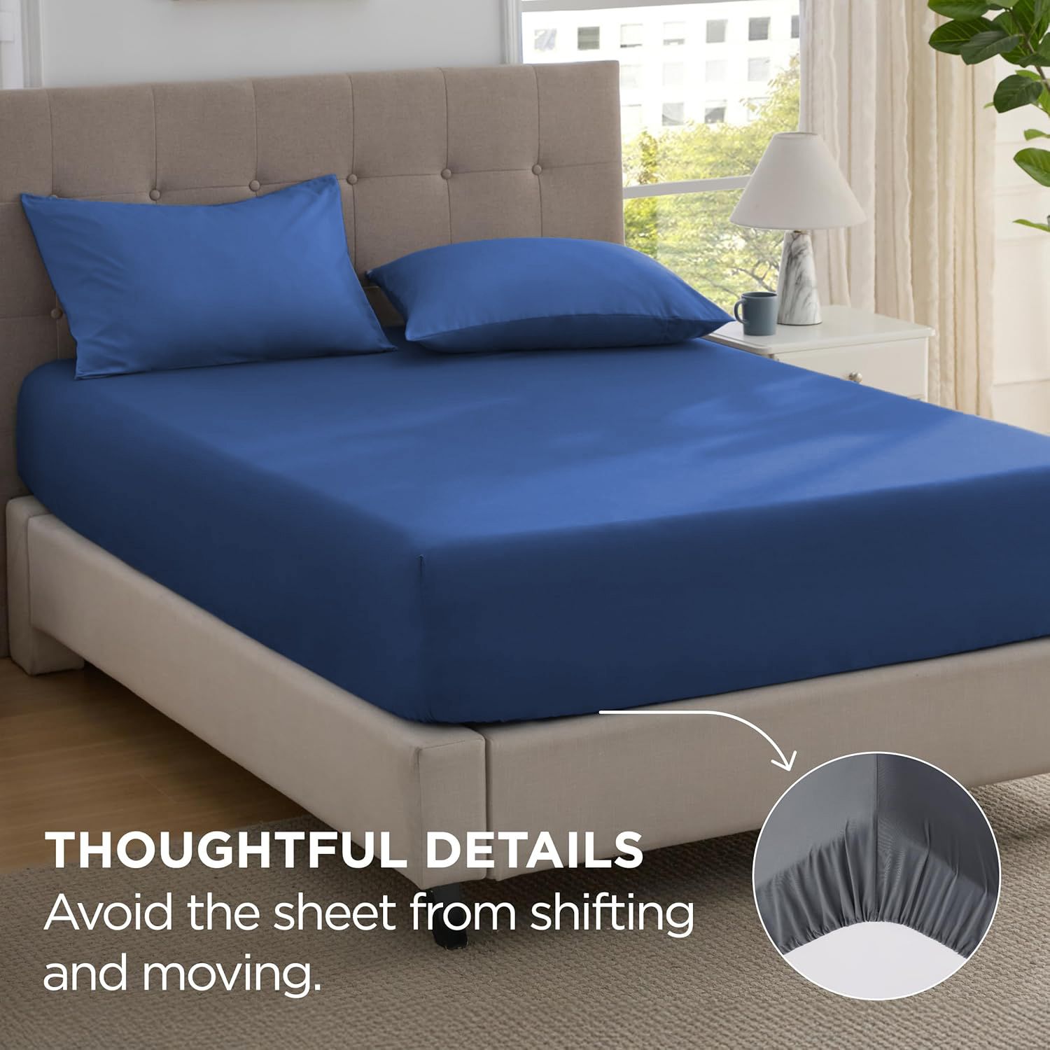 2000TC Hotel Quality Fitted Sheets - 2 Piece Fitted Sheets -Breathable Bedding - Wrinkle, Fade, Stain Resistant- 16inch/40cm Deep Pocket Fitted Bed — image 4