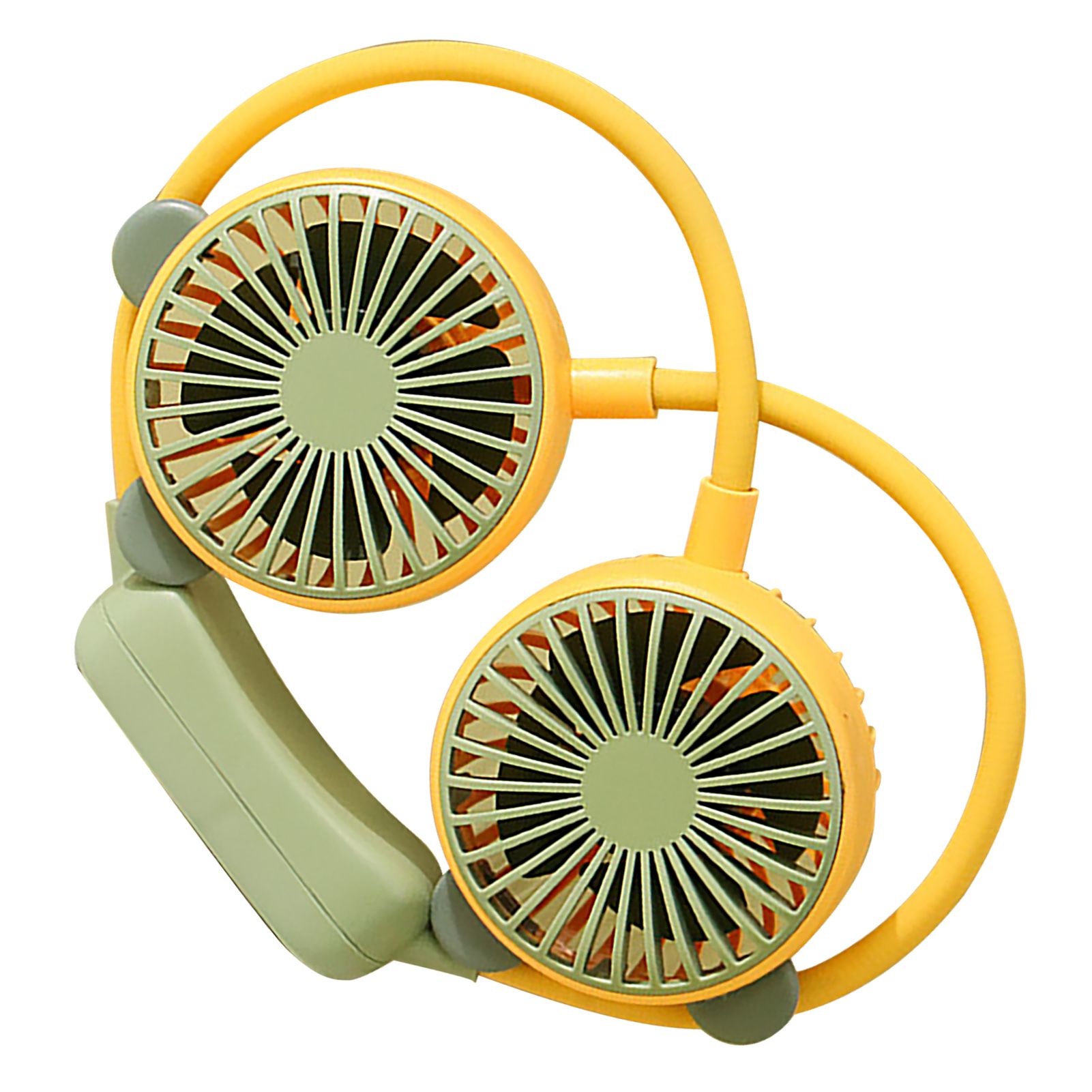 Portable Neck Fan Bendable Wearable USB Rechargeable Hand Free Mini Hanging Fan for Office Travel Yellow โ image 3