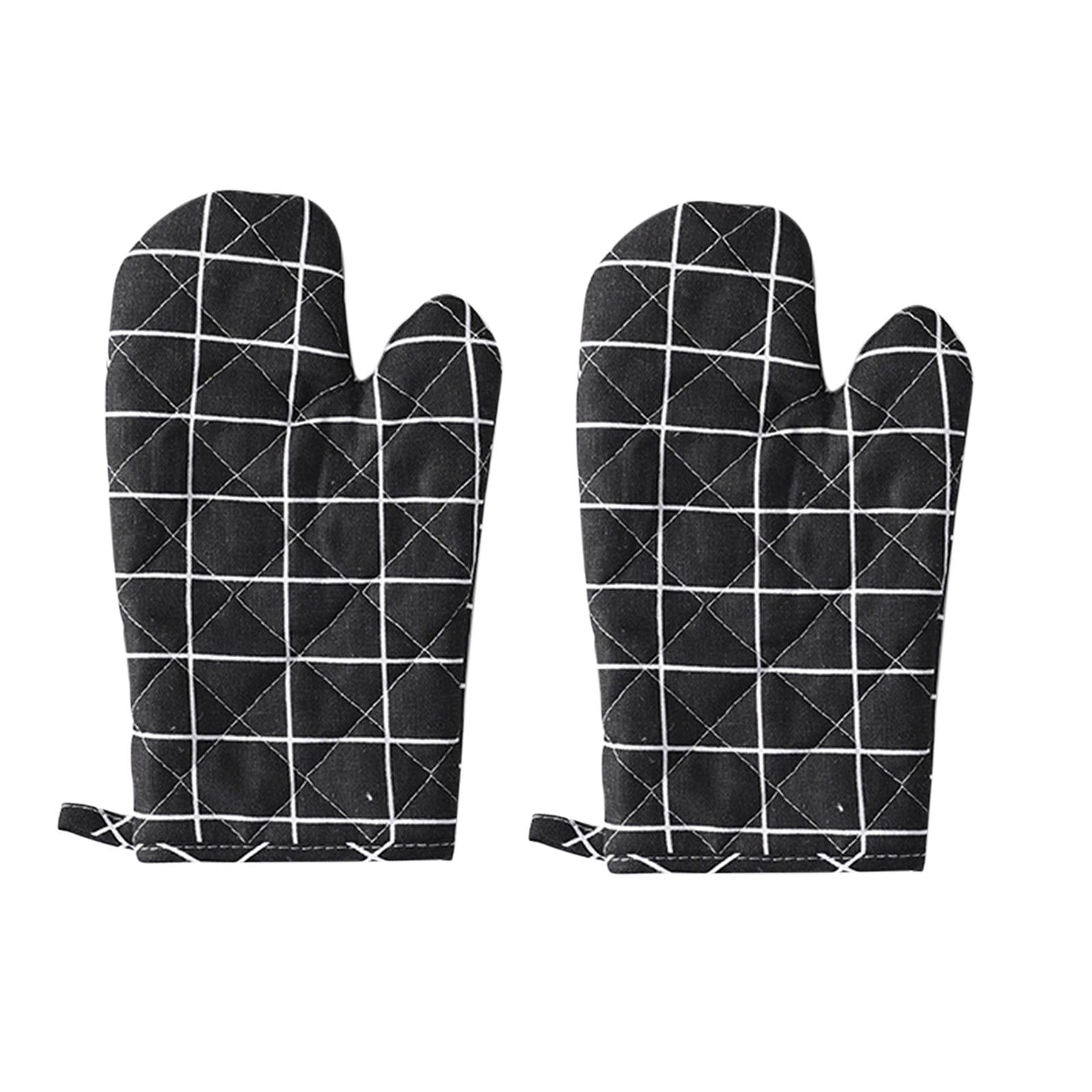 2 Pieces Oven Mitts and Grill Gloves, Non-Slip Cooking Gloves for Baking, Grilling and Everyday Kitchen Use, Black