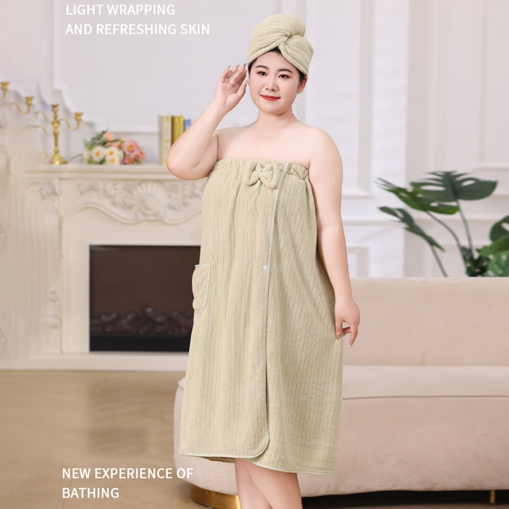 Bath Towel Wrap Women Plus Size - Adjustable Soft Microfiber Shower After Body Wraps with Hair Drying Towel Absorbent & Quick Drying for Gym Shower, Beach β image 2