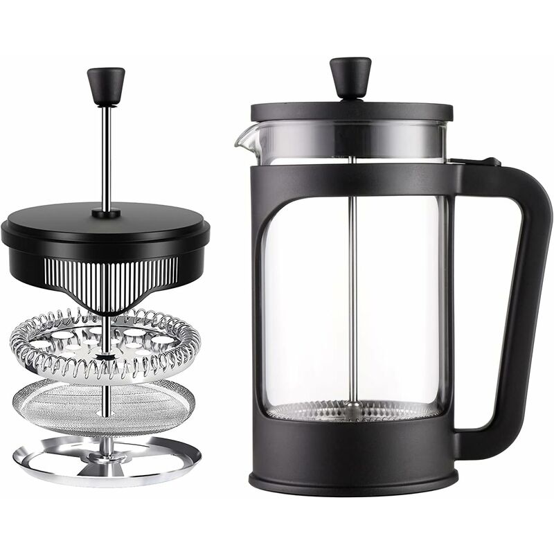1 Liter/34 Oz French Press Coffee/Tea Maker Heat Resistant Borosilicate Glass, Stainless Steel Filter & Black Lid โ image 2